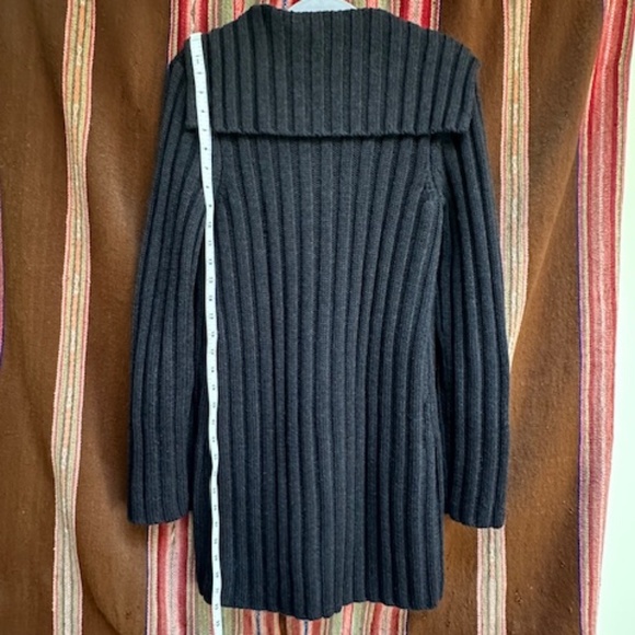 VINCE CHUNKY RIBBED LONG WOOL CHARCOAL GRAY CARDIGAN - S - Picture 4 of 7